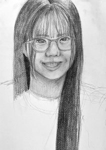 鉛筆デッサン_高校生の作品事例(自画像)
